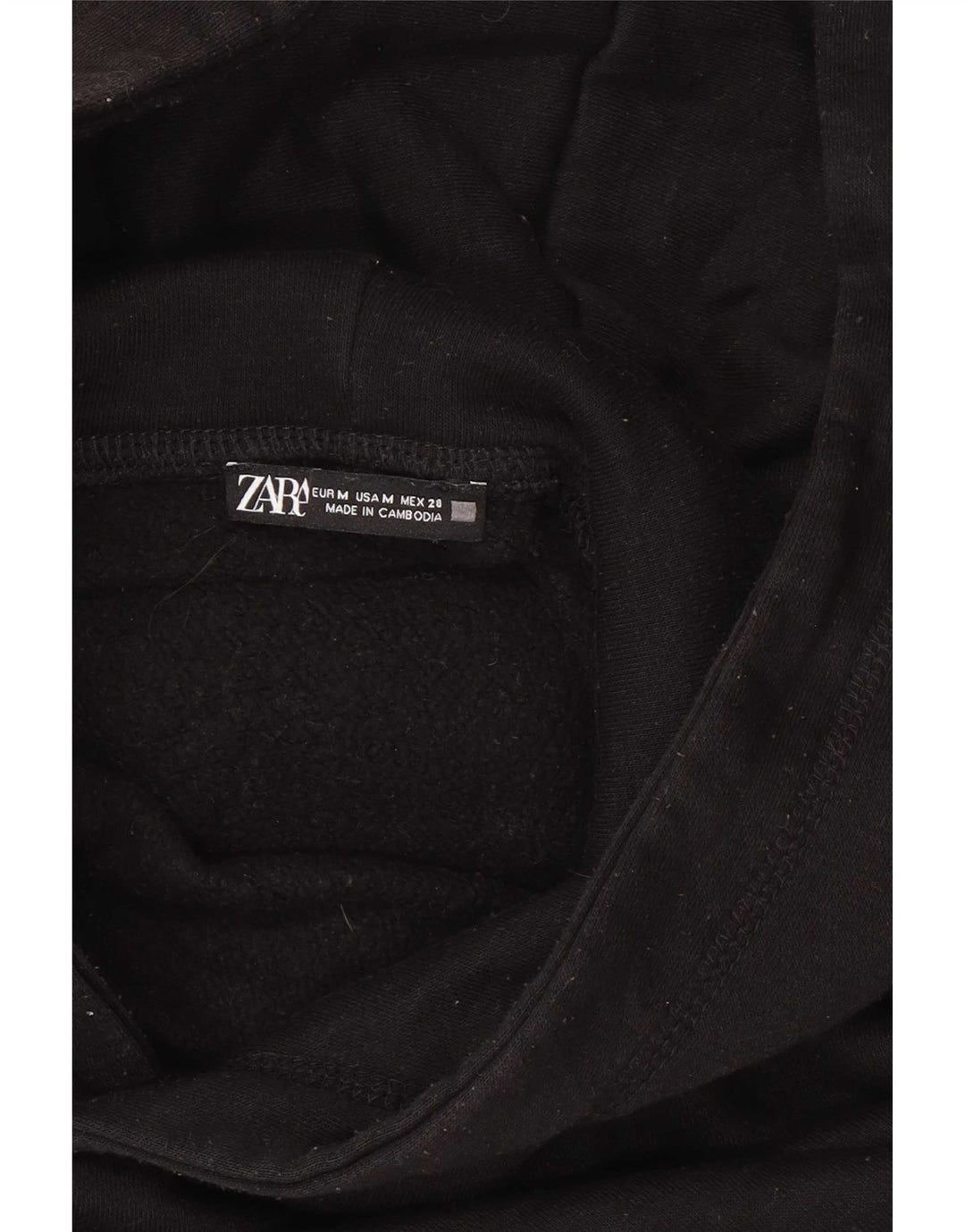 Zara Womens Crop Hoodie Jumper UK 14 Medium Black