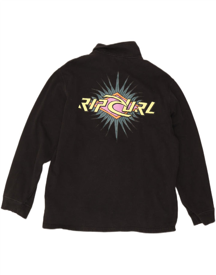 RIP CURL Herre Grafisk Zip Neck Sweatshirt Jumper Stor Sort Bomuld