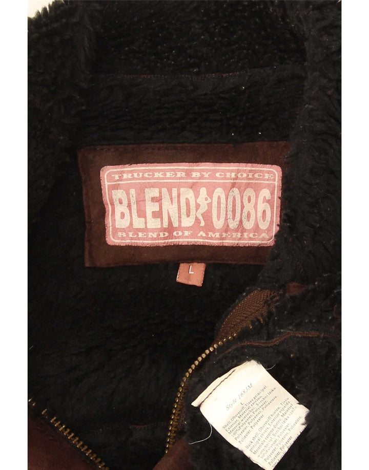 Blend Of America Herre Sherpa Jacket UK 40 Large Brown Polyester