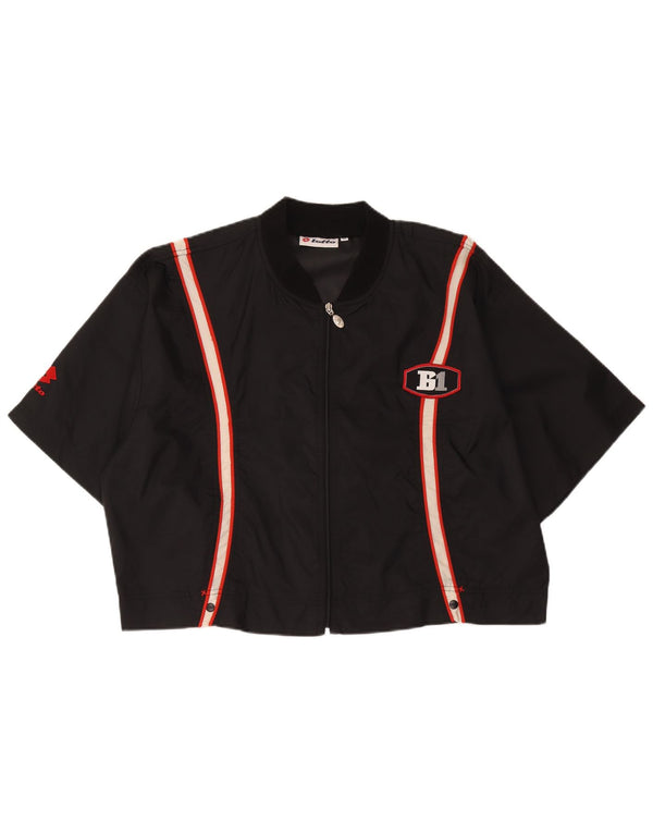 Lotto Womens Oversized Crop Tracksuit Top Jacket UK 18 XL Black Colourblock