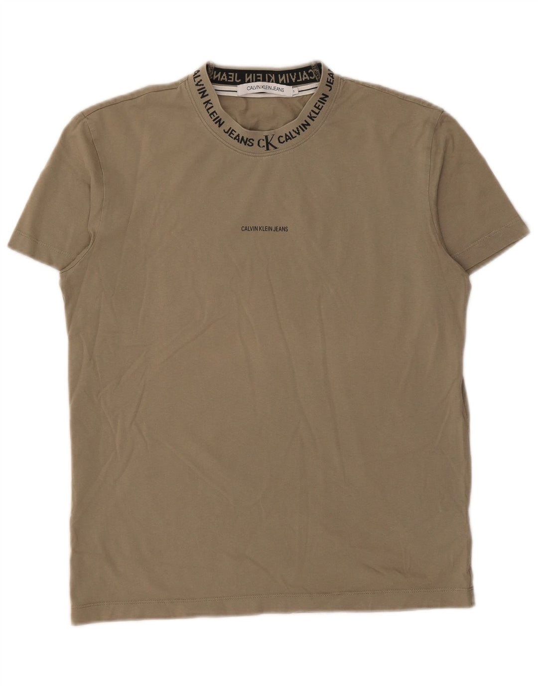 CALVIN KLEIN JEANS Grafisk T-shirt til mænd, lille Khaki Bomuld