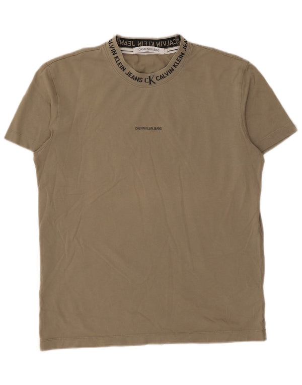 CALVIN KLEIN JEANS Grafisk T-shirt til mænd, lille Khaki Bomuld