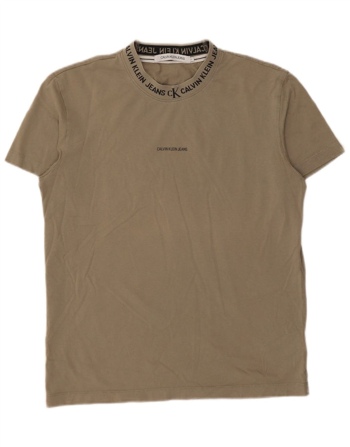 CALVIN KLEIN JEANS Grafisk T-shirt til mænd, lille Khaki Bomuld