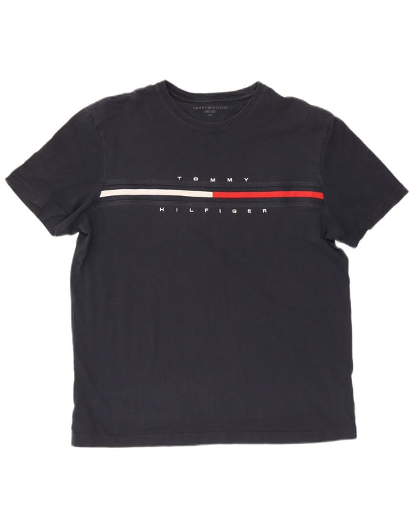 Tommy Hilfiger Herre grafisk T-shirt Top Stor marineblå bomuld