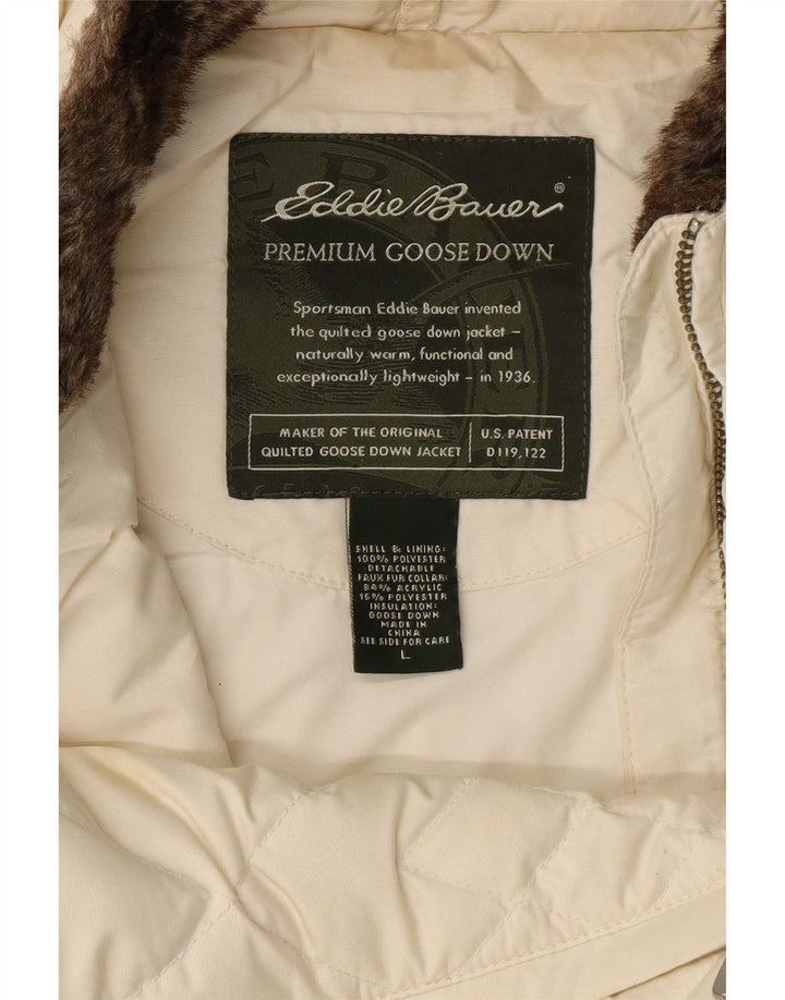 Eddie Bauer Dame Polstret Gilet UK 16 Large Off White Polyester