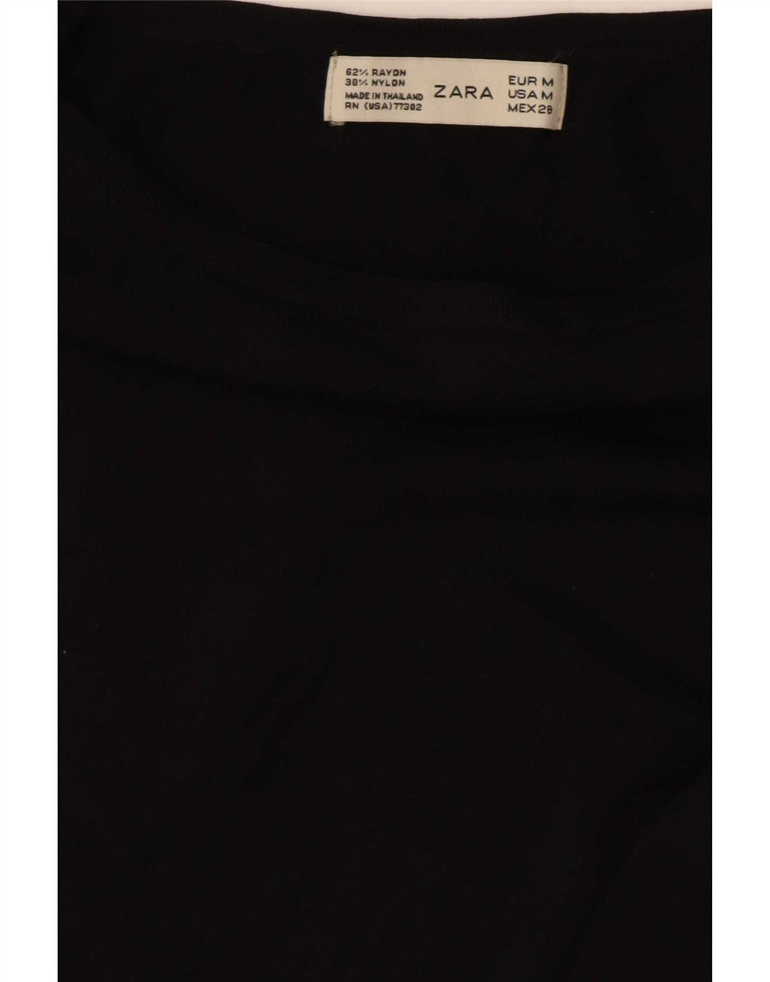 Zara Womens Crop Top Langærmet UK 12 Medium Black Rayon