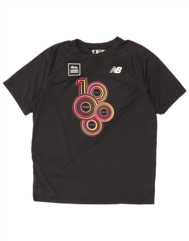 New Balance Herre Grafisk T-Shirt Top Stor Sort Polyester