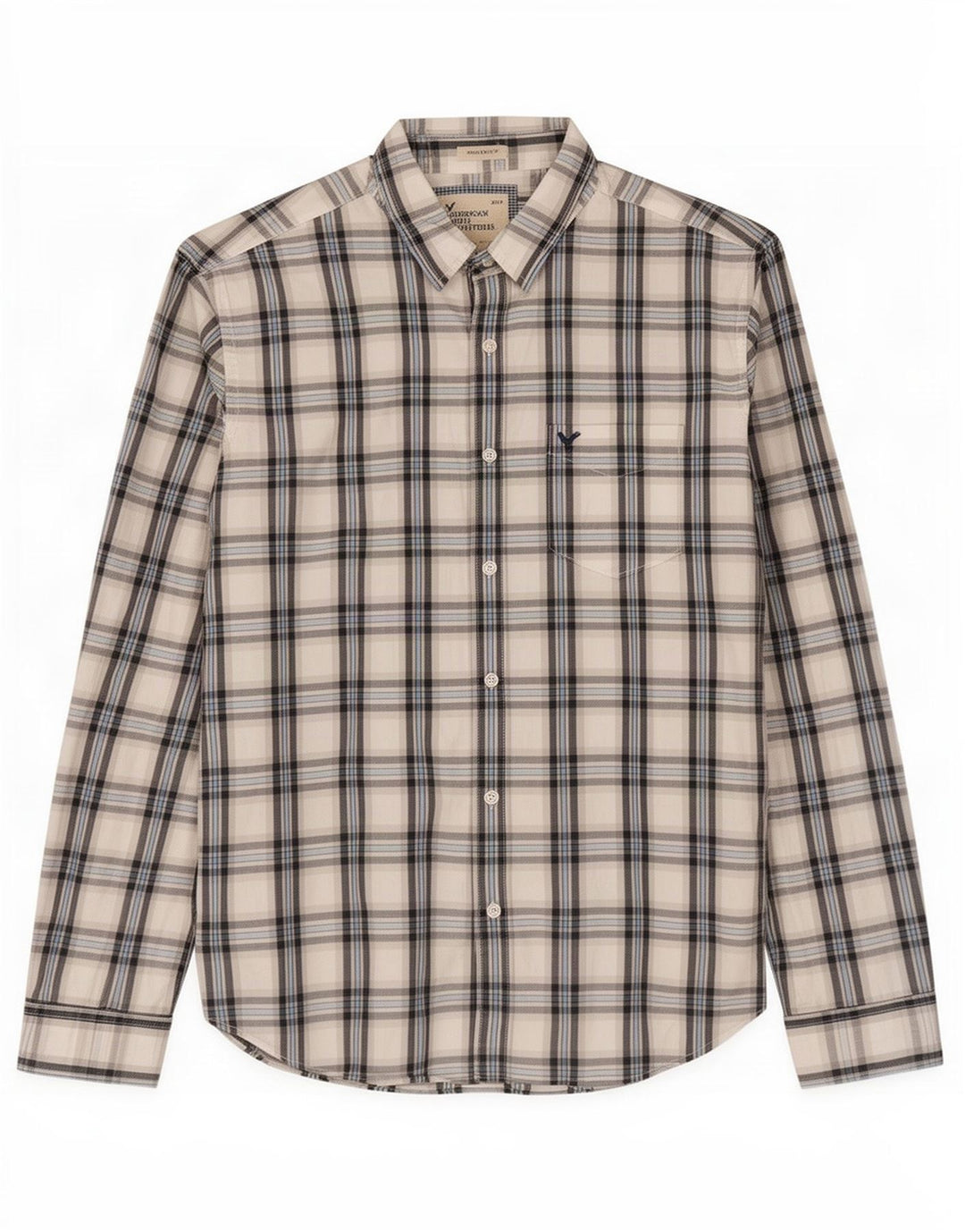 American Eagle Herre Athletic Fit skjorte XL hvid ternet bomuld