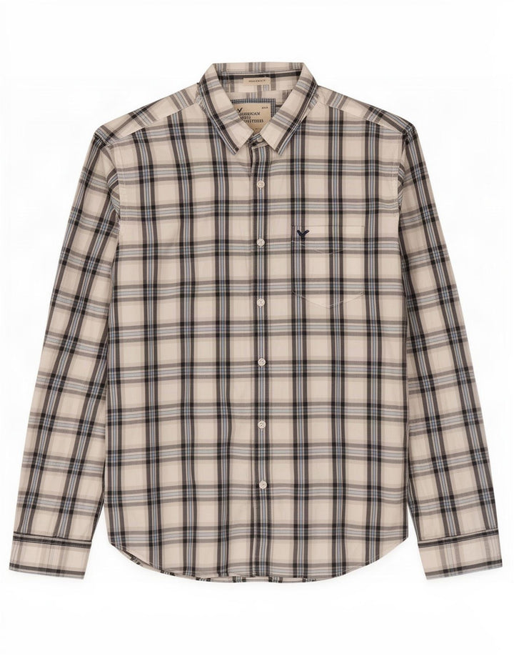 American Eagle Herre Athletic Fit skjorte XL hvid ternet bomuld