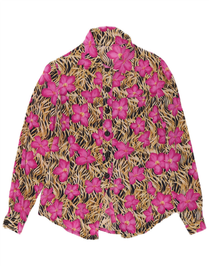 Vintage dameskjorte bluse UK 14 Medium Pink Floral