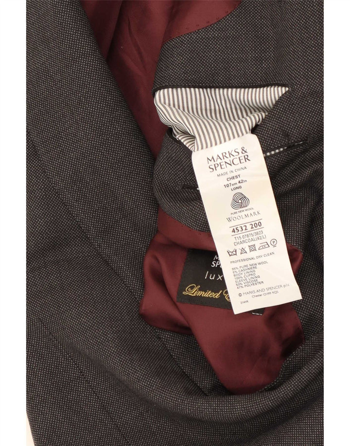 Marks & Spencer Herre lang 2-knaps blazerjakke UK 42 Stor grå uld