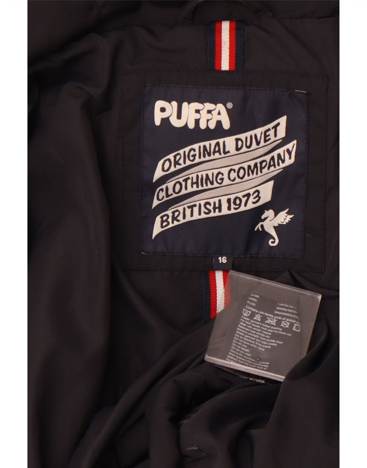 PUFFA polstret jakke til kvinder UK 16 Stor sort polyester