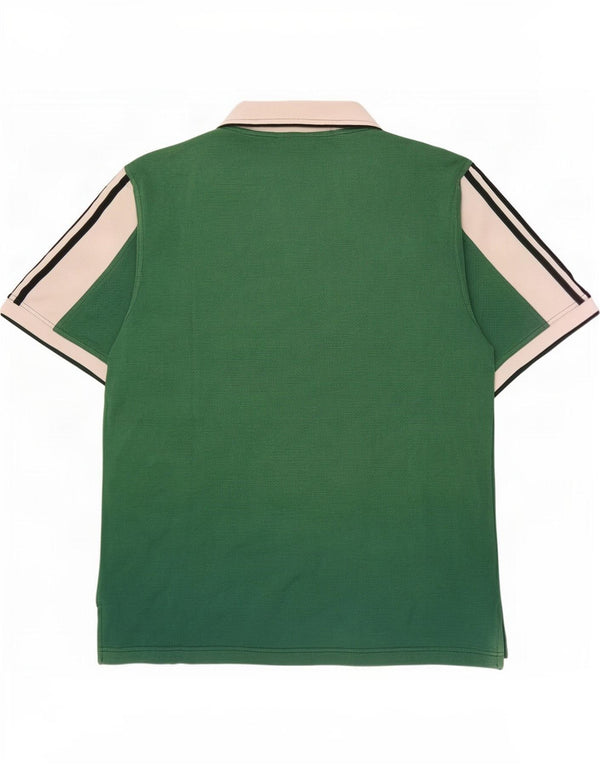 Adidas Polo Shirt til mænd UK 42/44 Large Green Colourblock Bomuld