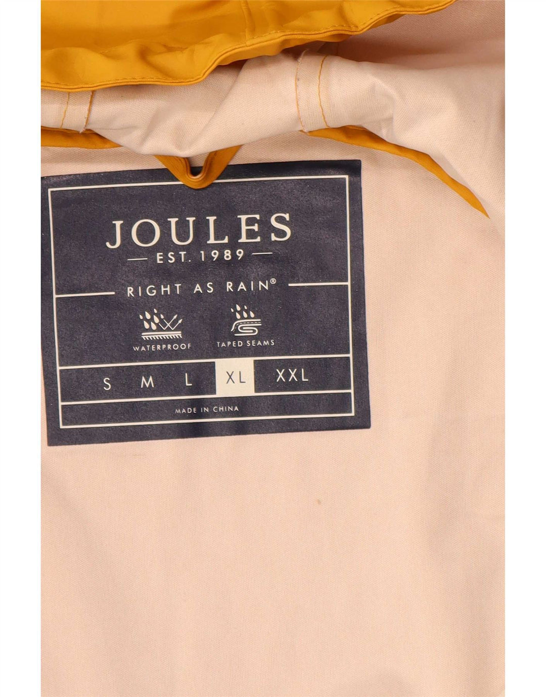 Joules Regnjakke med hætte til mænd UK 42 XL Gul