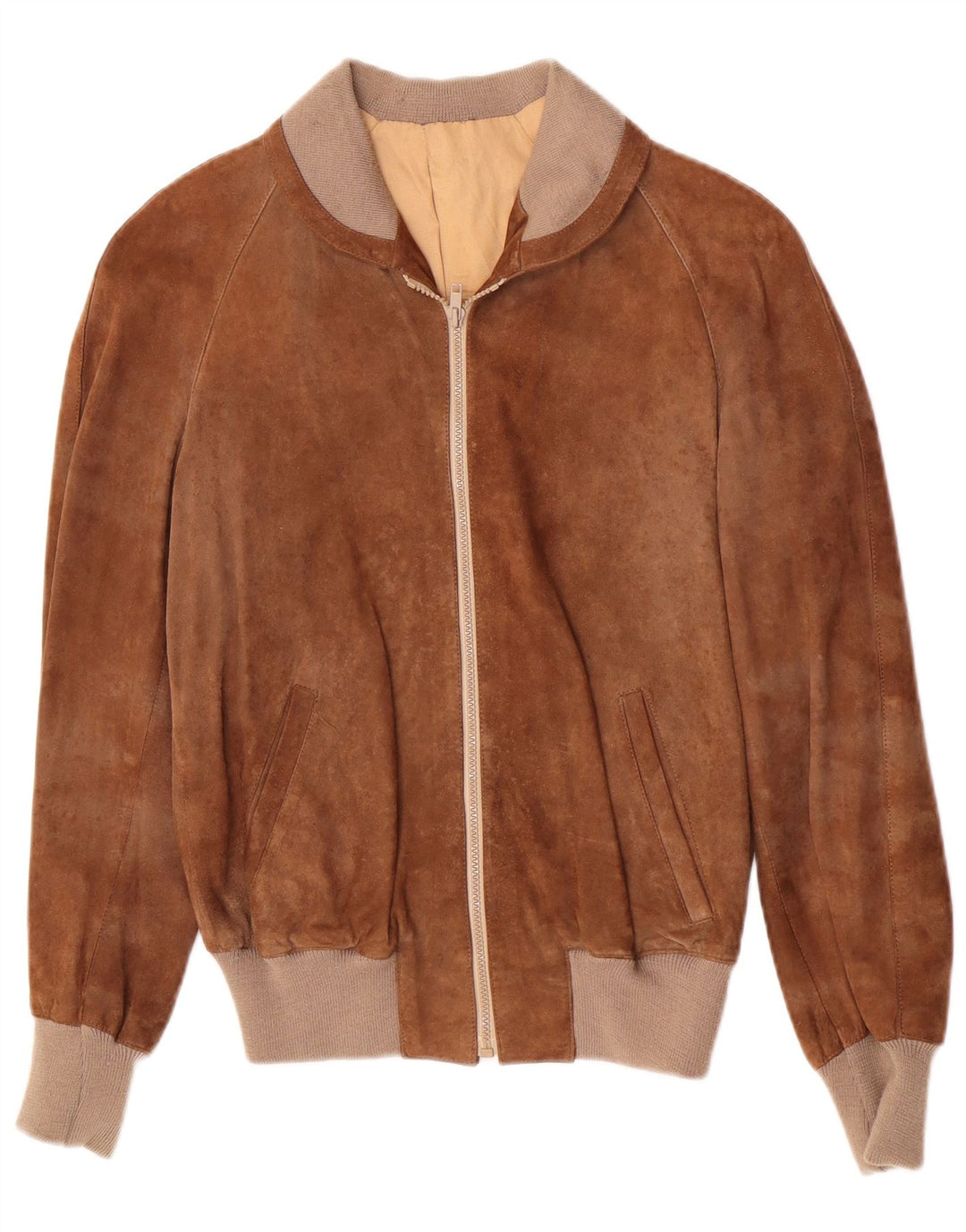 Vintage herre ruskind bomberjakke IT 48 medium brunt læder