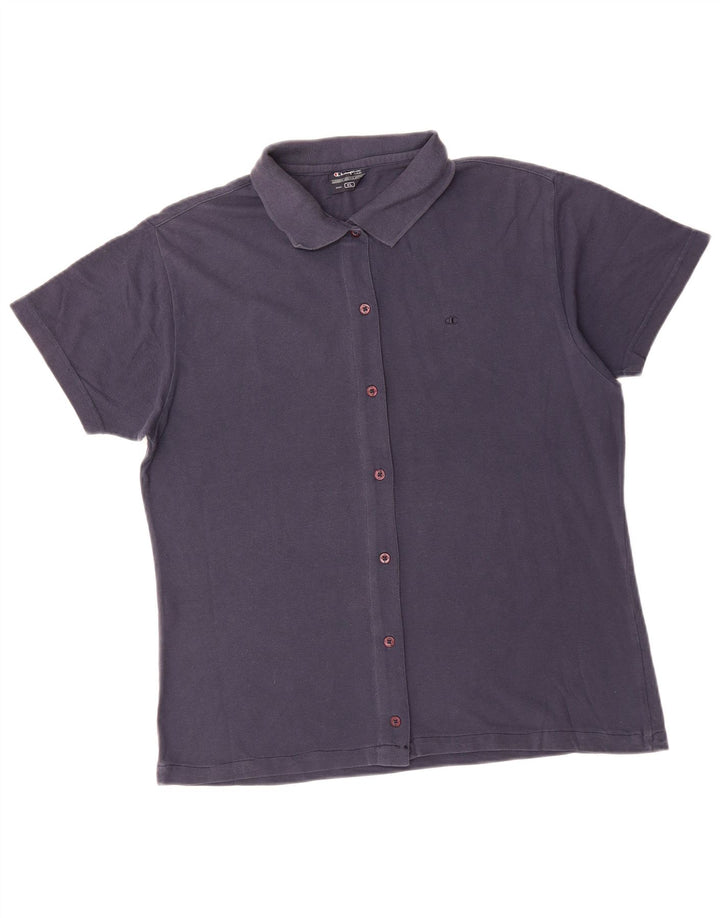 CHAMPION Kortærmet skjortebluse til kvinder UK 18 XL Marineblå