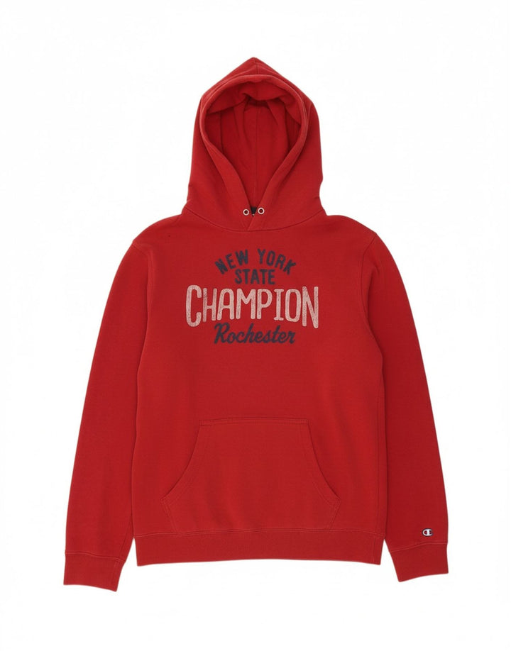 CHAMPION Mens Graphic Hoodie Jumper Medium Red Cotton