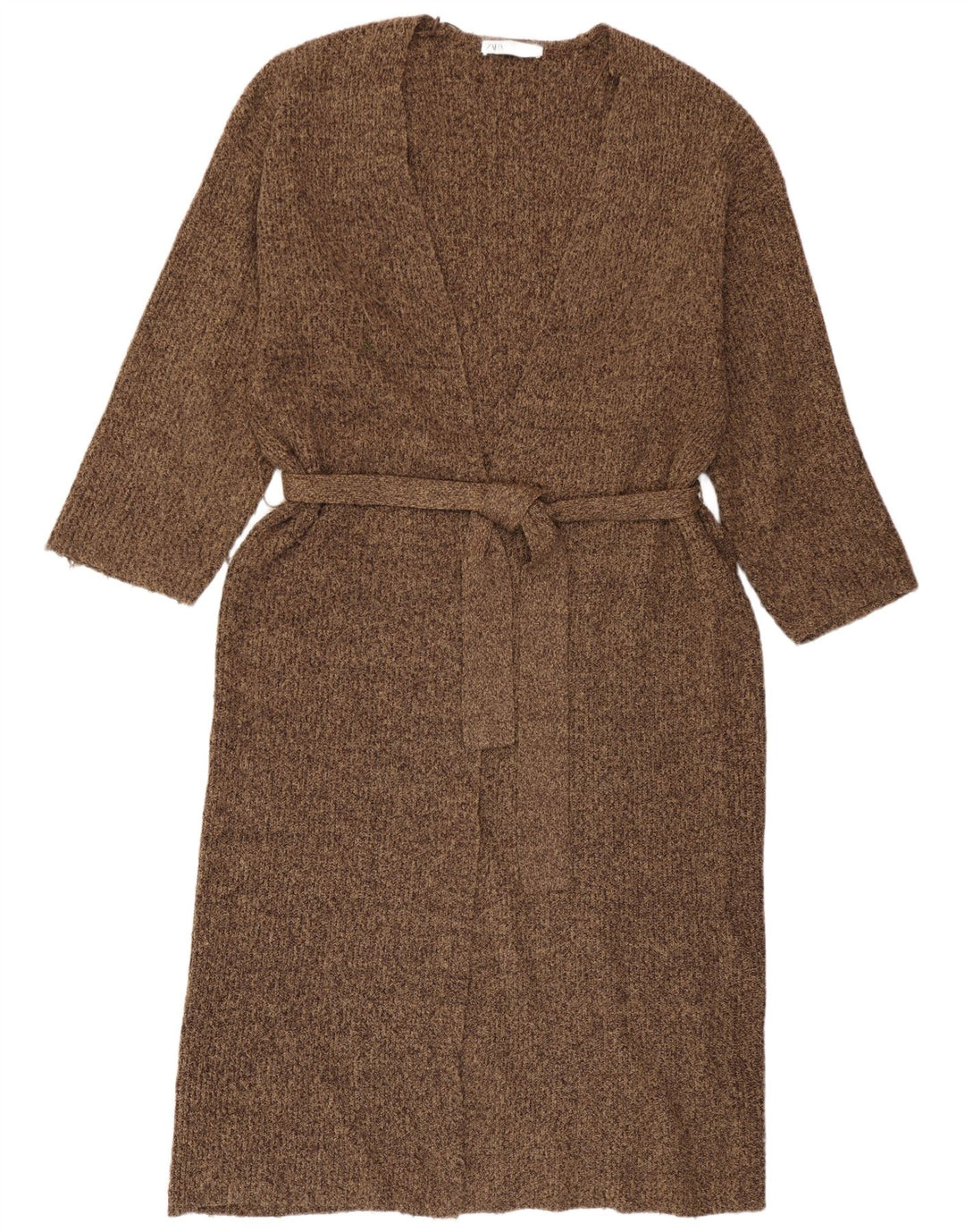 Zara Womens Longline Oversized Cardigan Sweater UK 14 Medium Brown Flecked