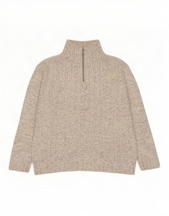 Marks & Spencer Herre Blue Harbor Zip Neck Jumper Sweater Large White