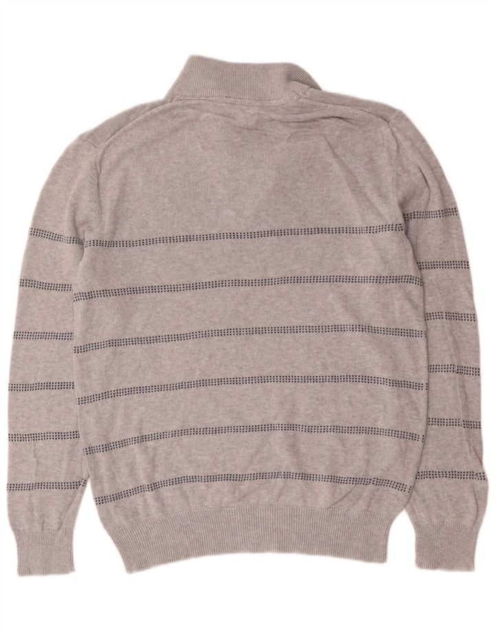 Crew tøj Herre lynlås-hals sweater mellem grå stribet bomuld