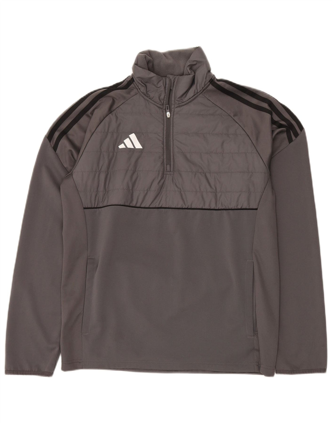 ADIDAS Aeroready Sweatshirt med lynlås til mænd, lille grå polyester