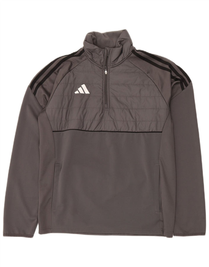 ADIDAS Aeroready Sweatshirt med lynlås til mænd, lille grå polyester