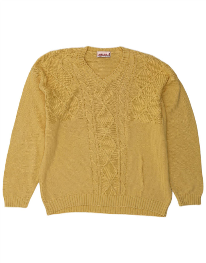 Stefanel Herre V-hals sweater XL Gul
