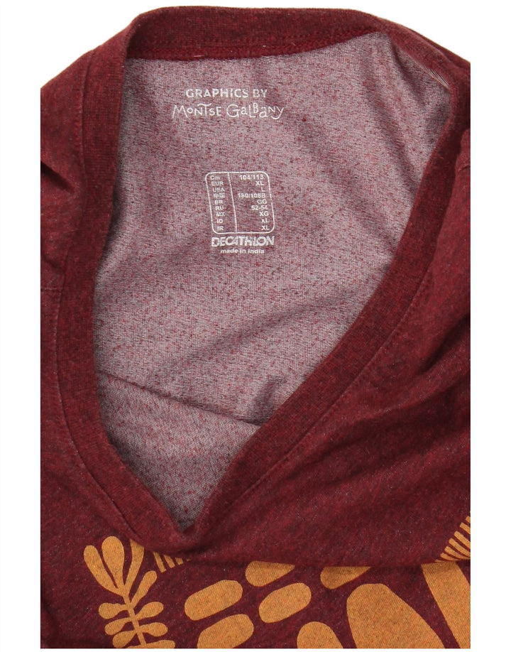 Decathlon Herre Grafisk T-Shirt Top Stor Burgundy