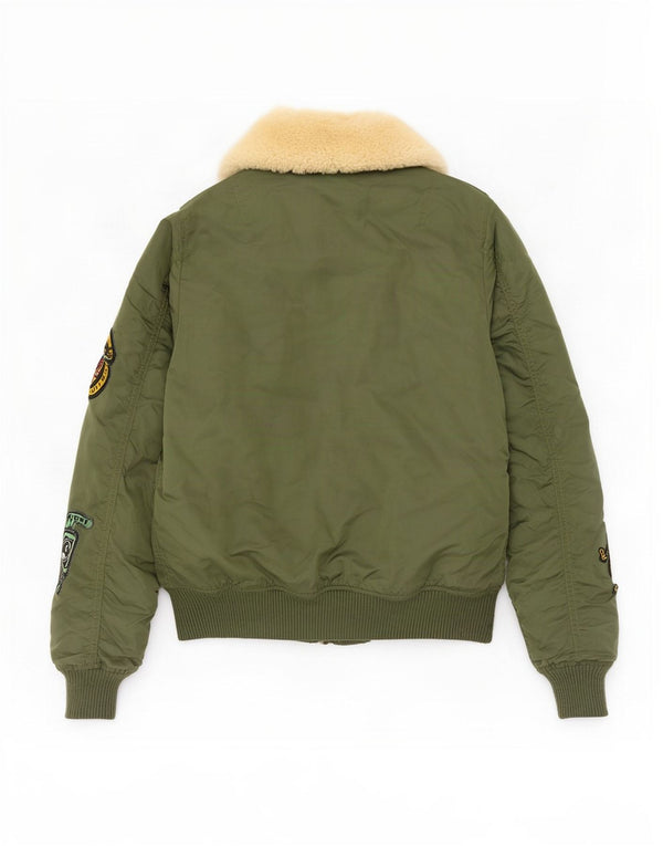 Alpha Industries Graphic Bomber Jacket til kvinder UK 6 XS Grøn Nylon