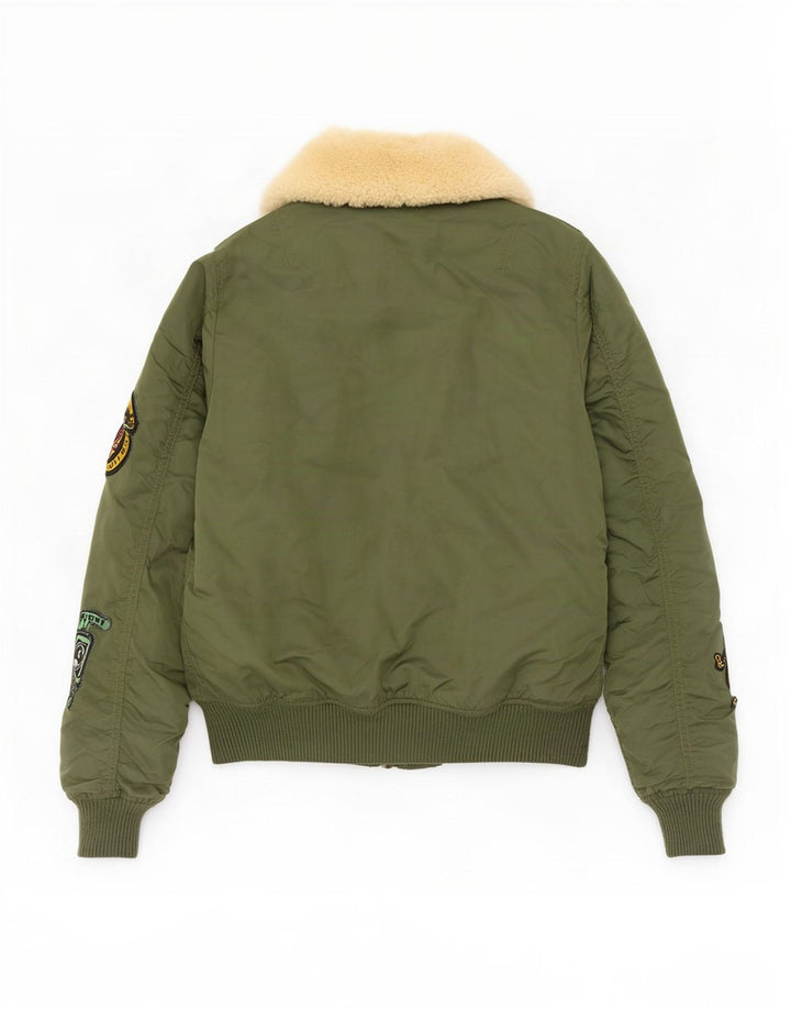 Alpha Industries Graphic Bomber Jacket til kvinder UK 6 XS Grøn Nylon