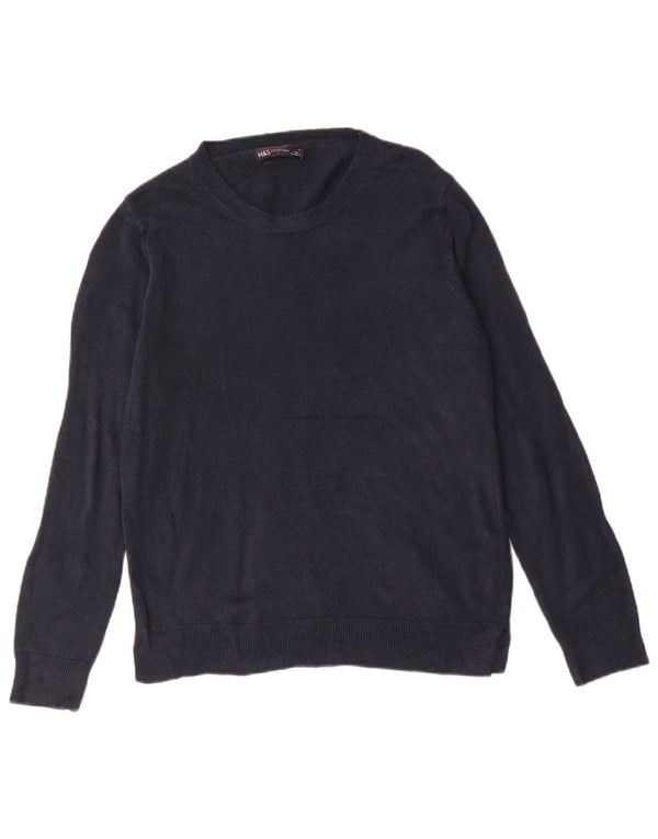 Marks & Spencer Dame Boat Neck Jumper Sweater UK 12 Medium Navy Blue