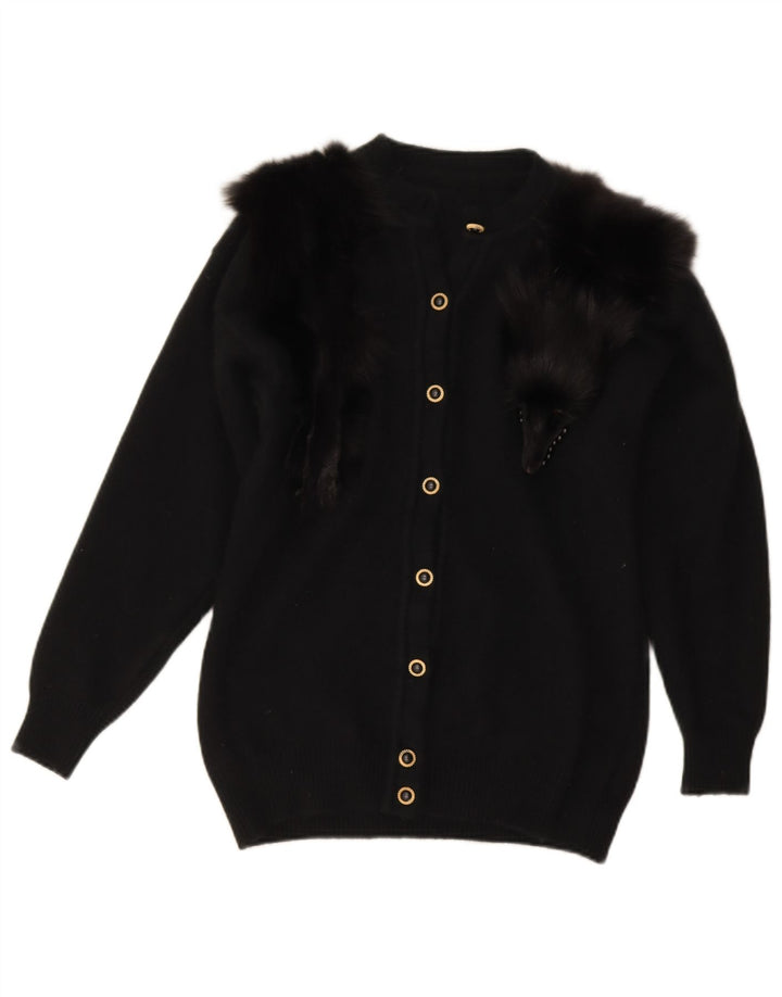 Vintage dame cardigan sweater UK 8 Small Black