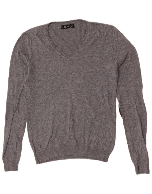 Zara Herre V-hals sweater Medium Grå Viscose