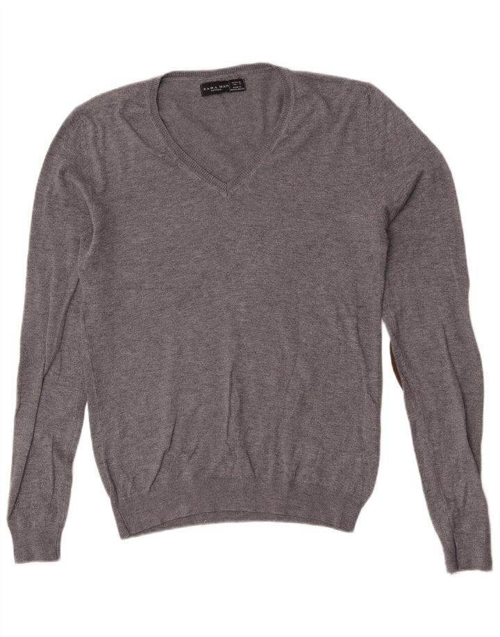 Zara Herre V-hals sweater Medium Grå Viscose