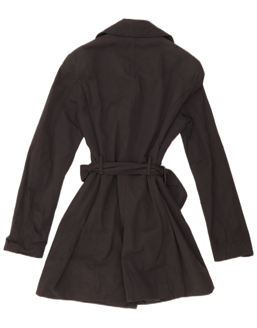 Benetton Dame Trench Coat UK 12 Medium Sort Bomuld