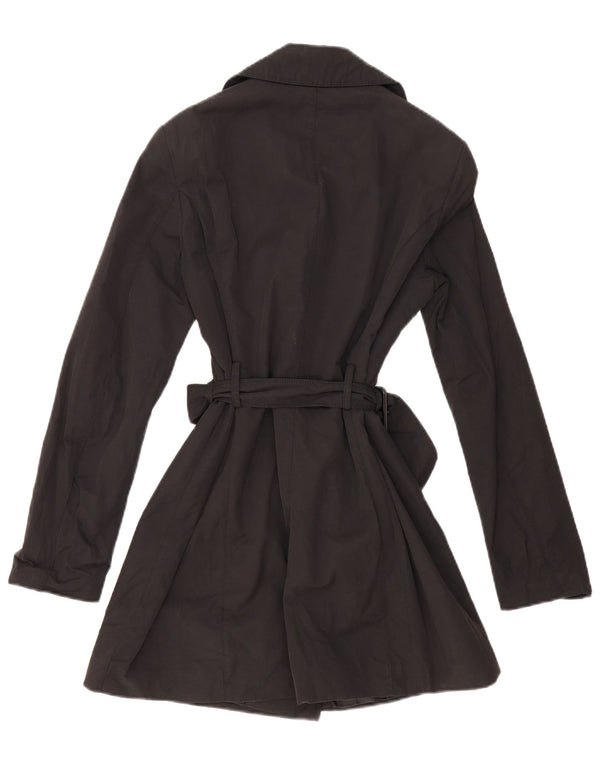 Benetton Dame Trench Coat UK 12 Medium Sort Bomuld
