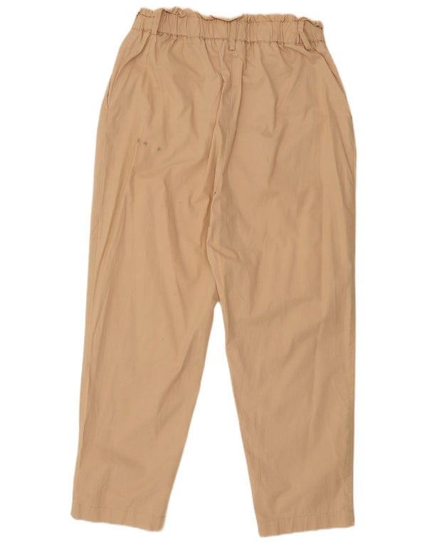 Zara kvinders tilspidsede højtaljede fritidsbukser store W30 L26 beige bomuld