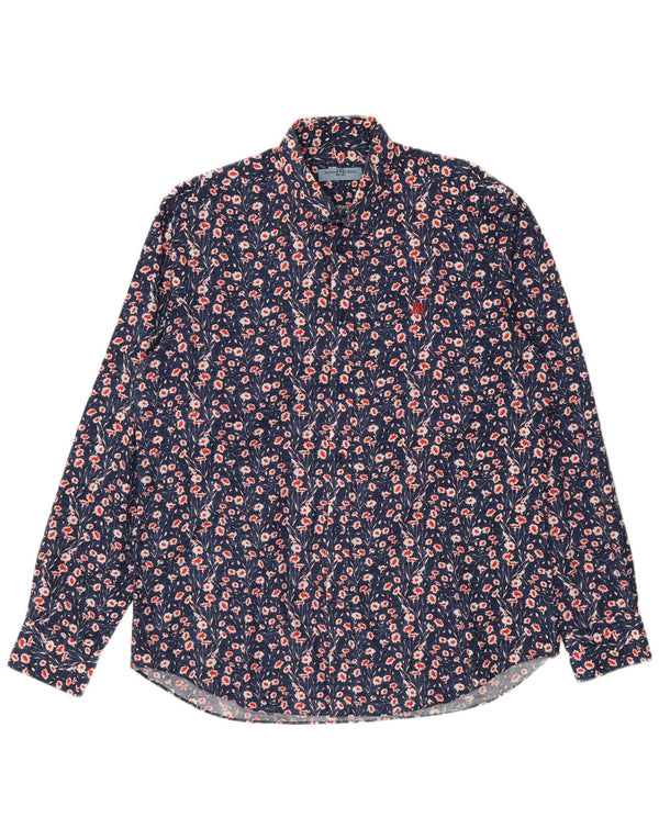 Harmont & Blaine herreskjorte XL marineblå blomsterbomuld