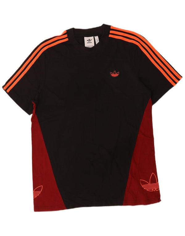 Adidas Herre grafisk T-shirt Top Medium Sort Colourblock Bomuld