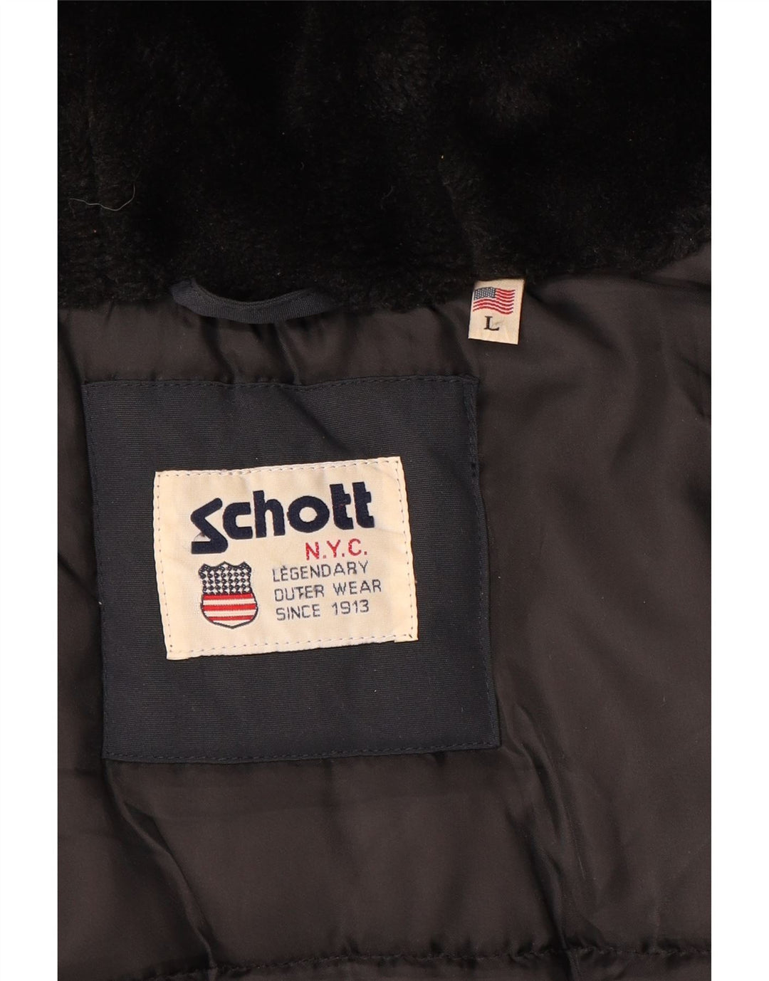 Schott Herre Hooded Duffle Jacket UK 40 Large Navy Blue
