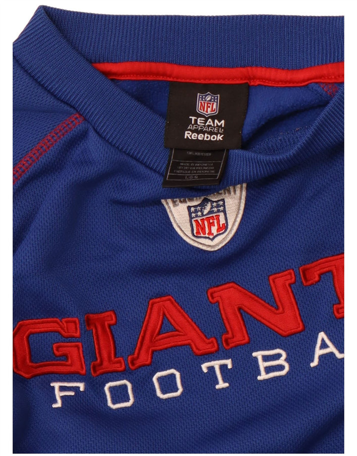 REEBOK Herre Giants Grafisk Top Langærmet Stor Blå Polyester