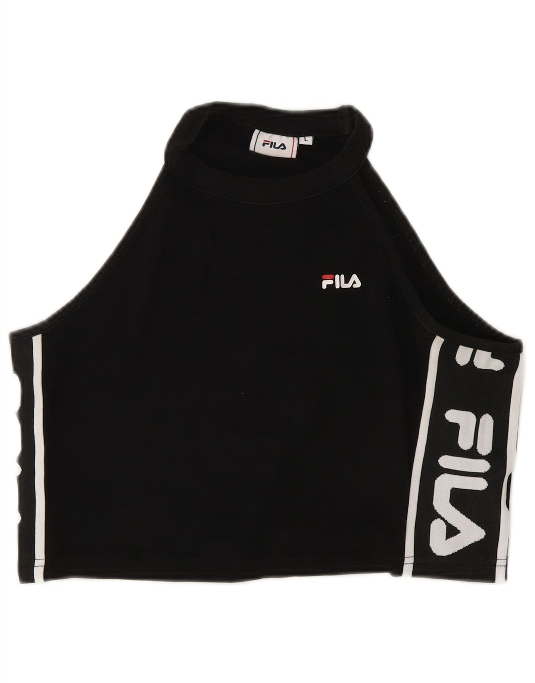 FILA Womens Crop Graphic Vest Top UK 14 Large Black