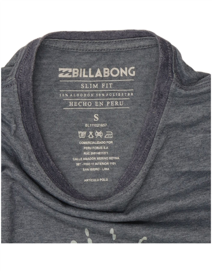 BILLABONG Herre Slim Fit Grafisk T-Shirt Top Lille Blå Bomuld
