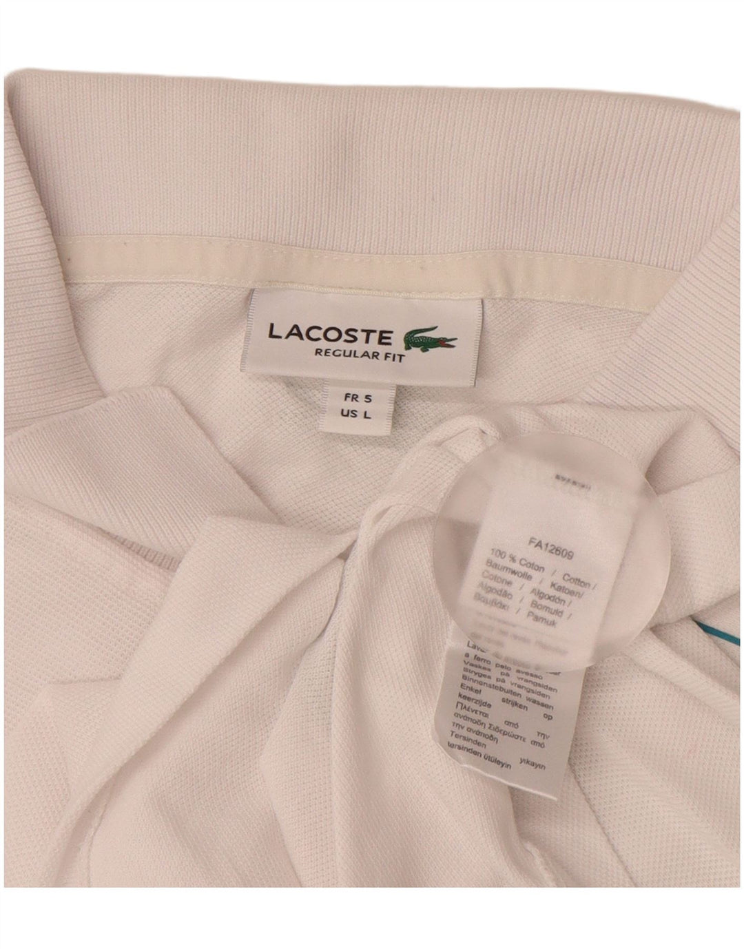 LACOSTE Herre grafisk Regular Fit Polo Shirt Størrelse 5 Large Hvid Bomuld