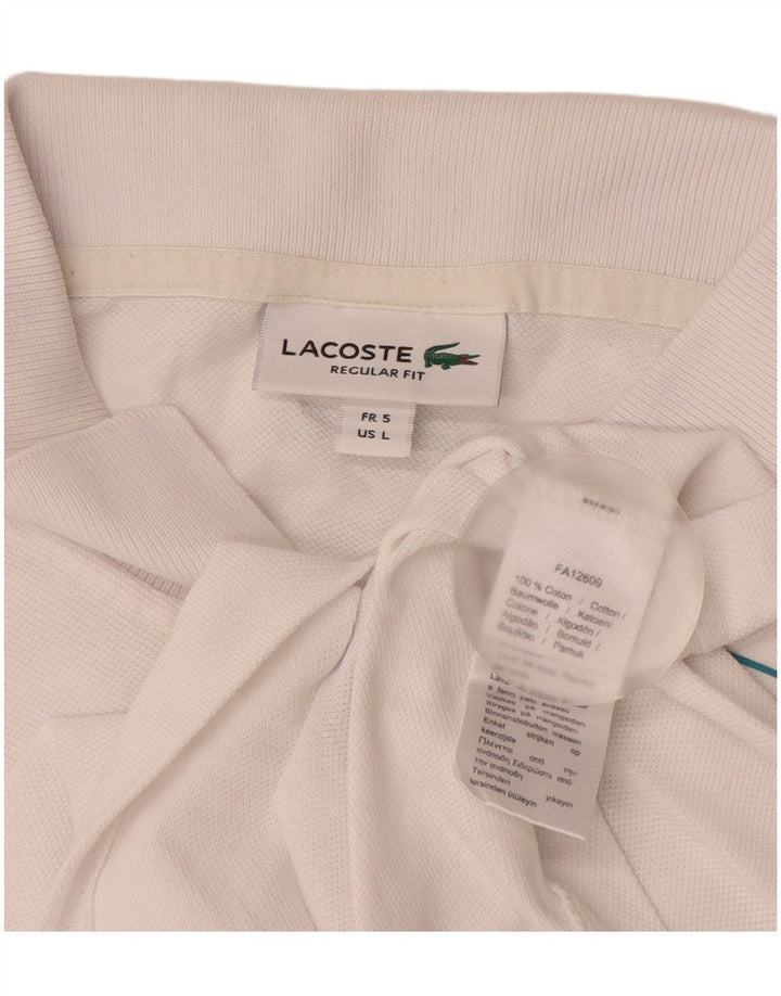 LACOSTE Herre grafisk Regular Fit Polo Shirt Størrelse 5 Large Hvid Bomuld
