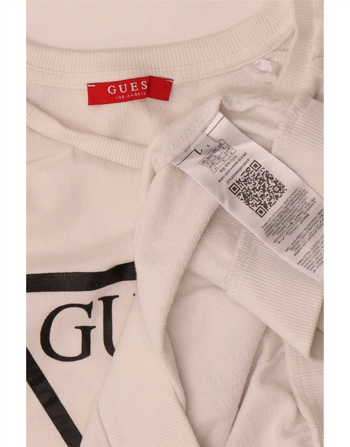 Guess Graphic Sweatshirt Jumper UK 8 Small White Polyamide