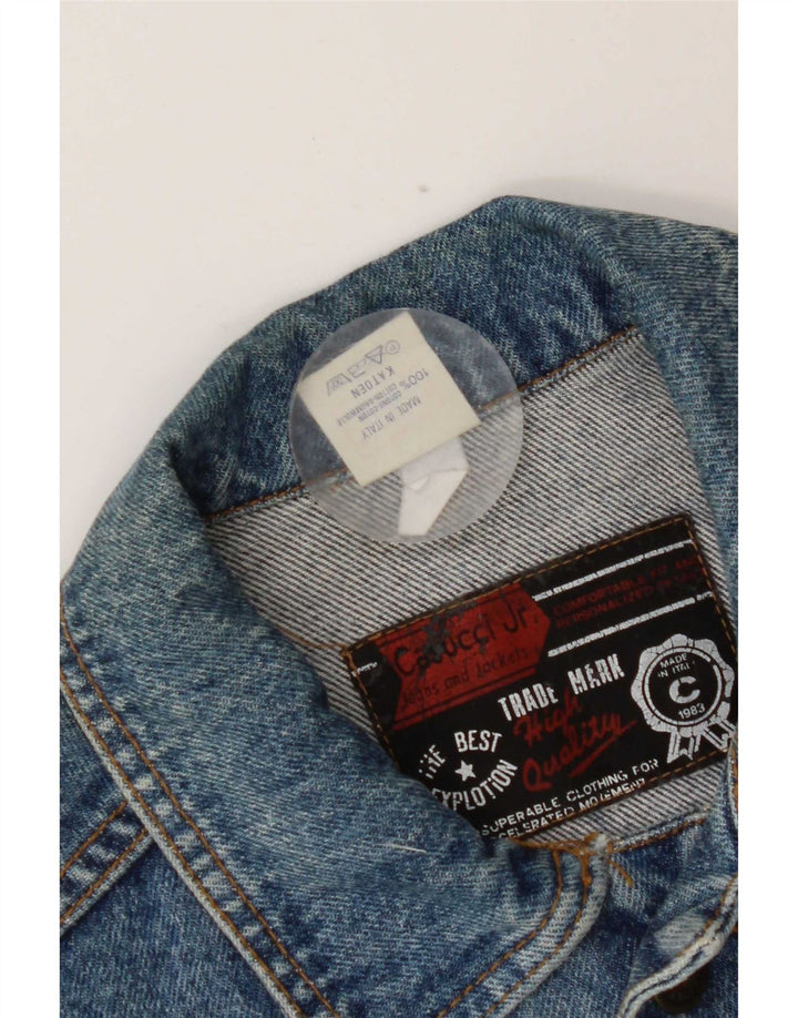 Casucci Womens Crop Oversized Denim Gilet IT 34 2XS Blå Bomuld