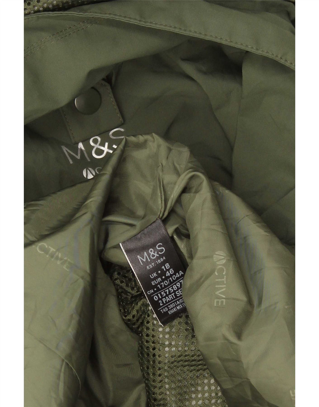 Marks & Spencer Regnjakke med hætte til kvinder UK 18 XL Grøn polyurethan