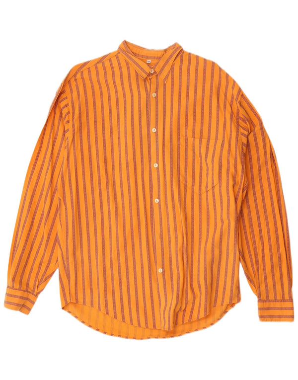 Vintage herreskjorte XL orange stribet bomuld