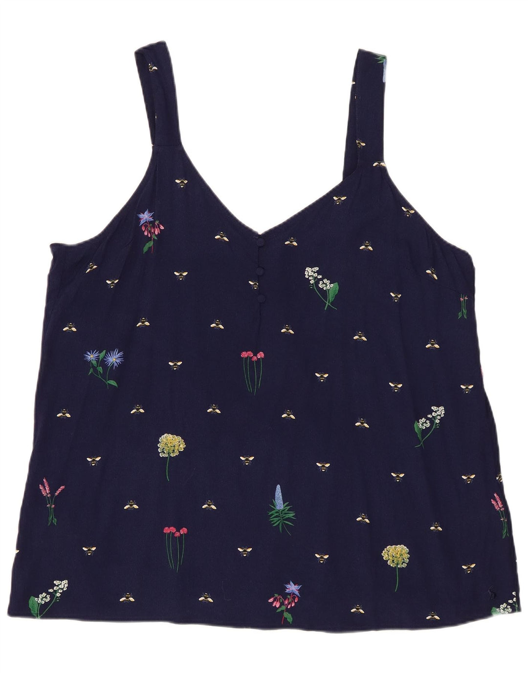Joules kvinders abstrakt mønster Cami Top UK 20 2XL Navy Blue Viscose